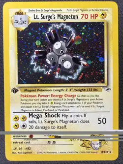 1st Edition Lt. Surge's Magneton 8/132 Holo Gyn Heroes Pokemon TCG LP/NM - Image 1