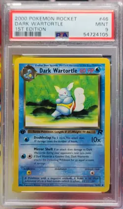 First Edition 2000 Pokemon Rocket 46/82 Dark Wartortle PSA Mint 9 - Image 1