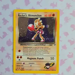 Pokemon TCG Rocket's Hitmonchan Gym Heroes Holo Rare 11/132 Swirl! 🌀 - Image 1