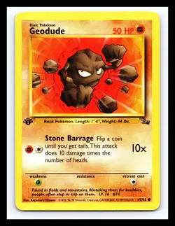 💥 Geodude 1st Edition Fossil Rare Non Holo Foil Pokemon 1999 Vintage # 47/62 - Image 1