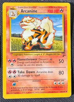 ARCANINE 33/130 UNCOMMON BASE SET 2 POKEMON MP - Image 1