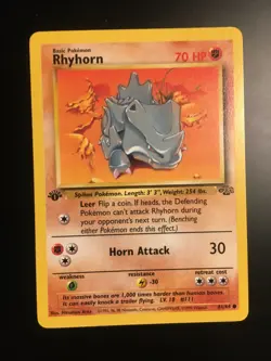 Rhyhorn 1st Edition 61/64 Jungle Common Pokemon Vintage Card WOTC NM 1999 - Image 1
