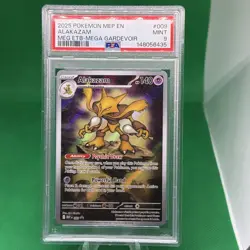2025 POKEMON MEP MEGA EVOLUTION ETB PROMO #009 ALAKAZAM PSA 9 - Image 1