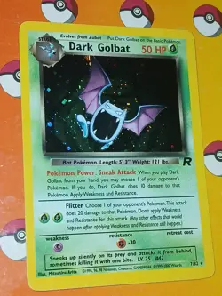 Pokemon Dark Golbat Holo Rare TCG Card 7/82 Unlimited With Double Swirl - Image 1