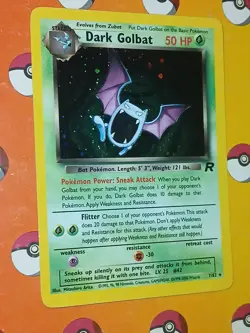 Pokemon Dark Golbat Holo Rare TCG Card 7/82 Unlimited With Double Swirl - Image 2