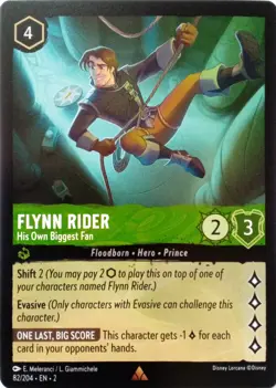 82/204 FLYNN RIDER HIS OWN BIGGEST FAN FLOODBORN RARE DISNEY LORCANA CARD - Image 1