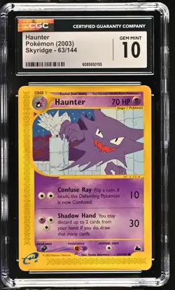 CGC 10 GEM MINT Haunter 2003 Skyridge 63/144 Pokemon Card - Image 1