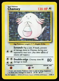 Chansey 3/102 Holo Rare Base Set Pokemon Card - Image 1