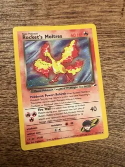 Pokemon TCG Rockets Moltres Holo Rare Card 12/132 Gym Heroes - Image 1