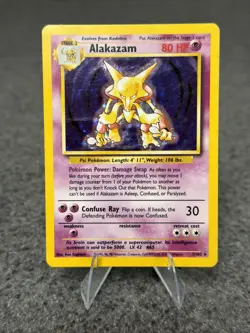 🔥 Alakazam 1/102 Holo Rare MP | 1999 Base Set WOTC Vintage Pokemon Card - Image 1