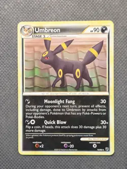 2010 Pokemon Umbreon - 10/90 - Undaunted Non- Holo Card Vintage TCG Eeveelution - Image 1