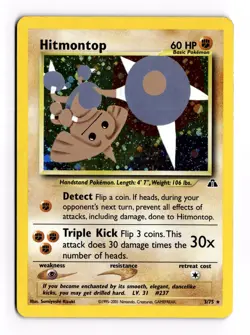 Pokemon TCG Hitmontop Neo Discovery Holo Rare Card 3/75 - Image 1