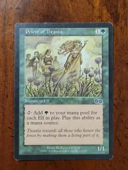 Priest of Titania x1 MTG Urza's Saga Magic Moderate Play MP Gathering English - Image 1