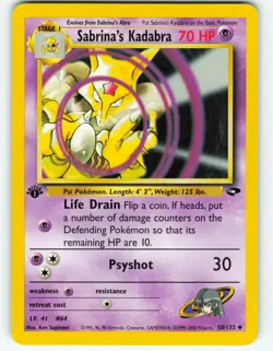 Sabrina's Kadabra - 1st Edition - 58/132 Gym Challenge - Pokemon TCG - 2000 - Image 1
