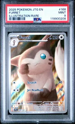 2025 POKEMON JTG EN-JOURNEY TOGETHER ILLUSTRATION RARE #168 FURRET PSA 9 - Image 1