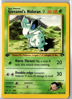 GIOVANNI'S NIDORAN F 75/132 COMMON GYM CHALLENGE POKEMON LP 1st Edition - Image 1