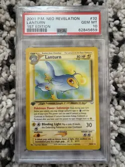 PSA 10 GEM MINT Lanturn 32/64 Neo Revelation 1st First Edition 2001 WOTC Pokemon - Image 1