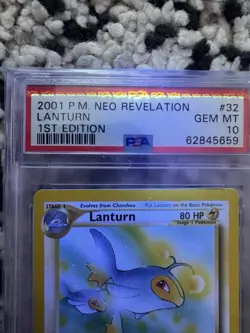 PSA 10 GEM MINT Lanturn 32/64 Neo Revelation 1st First Edition 2001 WOTC Pokemon - Image 3