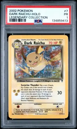 PSA 1 Dark Raichu 7/110 Legendary Collection Holo Foil Rare 2002 Pokemon WoTC PR - Image 1