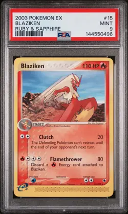 2003 POKEMON EX RUBY & SAPPHIRE #15 BLAZIKEN PSA 9 - Image 1
