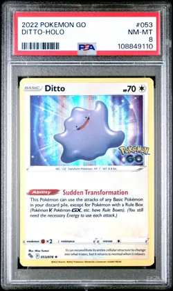 2022 POKEMON GO #053 DITTO-HOLO PSA 8 - Image 1