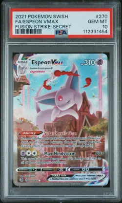 Espeon Vmax Alt Art 270/264 Pokemon: Fusion Strike PSA 10 GEM MINT - Image 3