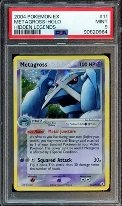2004 POKEMON EX HIDDEN LEGENDS METAGROSS HOLO 11/101 PSA 9 MINT - Image 1