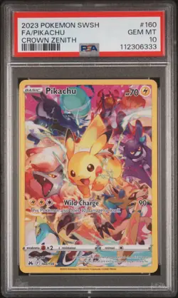 2023 POKEMON SWORD & SHIELD CROWN ZENITH #160 FULL ART/PIKACHU PSA 10 - Image 1