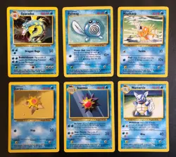 Pokemon TCG Base Set 1999 Gyarados Poliwag Magikarp Staryu Starmie Wartortle - Image 1