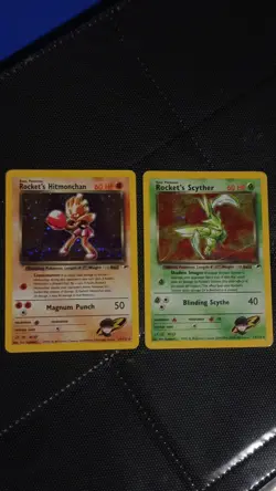 Pokemon TCG Rocket's Hitmonchan & Scyther Team Rocket Holo Lot Wizards 2000 - Image 1