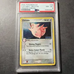 2005 POKEMON EX UNSEEN FORCES #36 CLEFABLE-REVERSE FOIL PSA 8 - Image 1