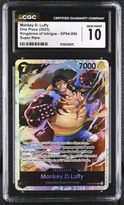 2023 One Piece CCG Monkey D Luffy OP04-090 Super Rare CGC 10 Gem Mint - Image 1