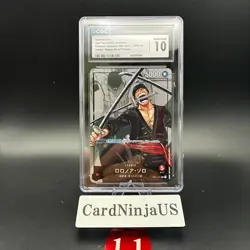 CGC 10 GEM MINT Roronoa Zoro Parallel OP01-001 L 25th Edition ONE PIECE Card 11 - Image 1