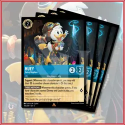 Disney Lorcana TCG: HUEY - SAVVY NEPHEW x4 Rare Into The Inklands 145/204 - Image 1