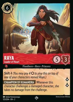 Raya - Leader of Heart 123/204 Super Rare Rise of the Floodborn Disney Lorcana - Image 1