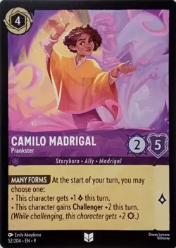 52/204 CAMILO MADRIGAL PRANKSTER EN9 UNCOMMON DISNEY LORCANA CARD - Image 1