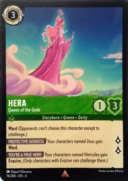 76/204 HERA QUEEN OF THE GODS URSULAS RETURN RARE DISNEY LORCANA CARD - Image 1