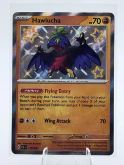 Pokemon TCG Hawlucha Baby Shiny Holo Rare Card Paldean Fates 175/091 - Image 1