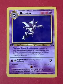 Pokemon Card Haunter 21/62 Fossil Set Non Holo Rare 1st Edition Minimum White - Image 1