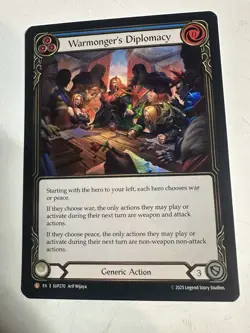 Flesh and Blood FAB Warmonger's Diplomacy NM 1st EditionRainbow Foil Super Slam - Image 1