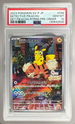 130642930 Detective Pikachu 2023 Japanese Pokemon SV Promo #098 PSA 10 - Image 1