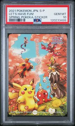 PSA 10 - 2021 - Pikachu - Lets Have Fun Spring Pokeka Sticker Japanese Pokemon - Image 1