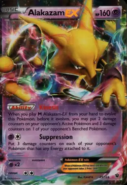 Alakazam EX - 25/124 - Holo Rare ex DMG, English Pokemon Fates Collide - Image 1