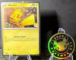 Pikachu 51/162 Stamped 2026 Pokemon Day 30th Anniversary Promo TCG W/ Coin MINT - Image 1