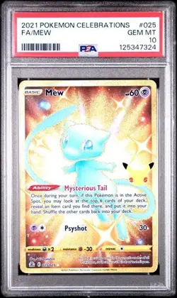 PSA 10 Mew 025/025 Gold Full Art Celebrations 2021 Pokemon Card - Image 1