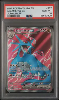 2025 Pokemon Journey Together Salamence EX Ultra Rare #177 PSA 10 - Image 1