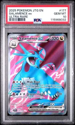 2025 Pokemon JTG EN Salamence ex PSA 10 GEM FULL ART ULTRA RARE 177/159 - Image 1