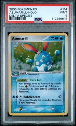 2005 POKEMON EX DELTA SPECIES #114 AZUMARILL-HOLO PSA 9 - Image 1