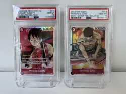 2022 ONE PIECE STARTER DECK ST01-STRAW HAT CREW #013 ZORO + #012 LUFFY PSA 10 - Image 1