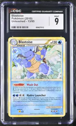 CGC 9 MINT Blastoise 2010 Unleashed 13/95 Pokemon Card - Image 1